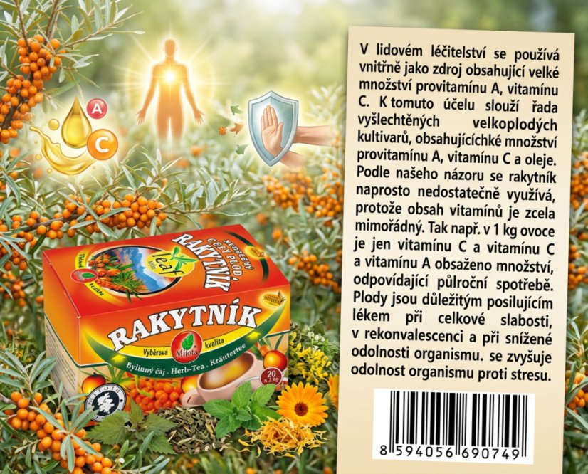 Rakytník celý nedrvený plod 50g(20x2,5g) LEAF