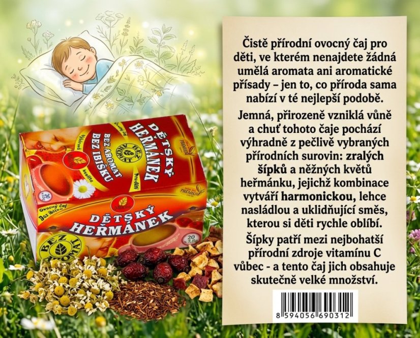 Detský ovocný s harmančekom 40g(20x2g) bez aróm, bez ibišteka