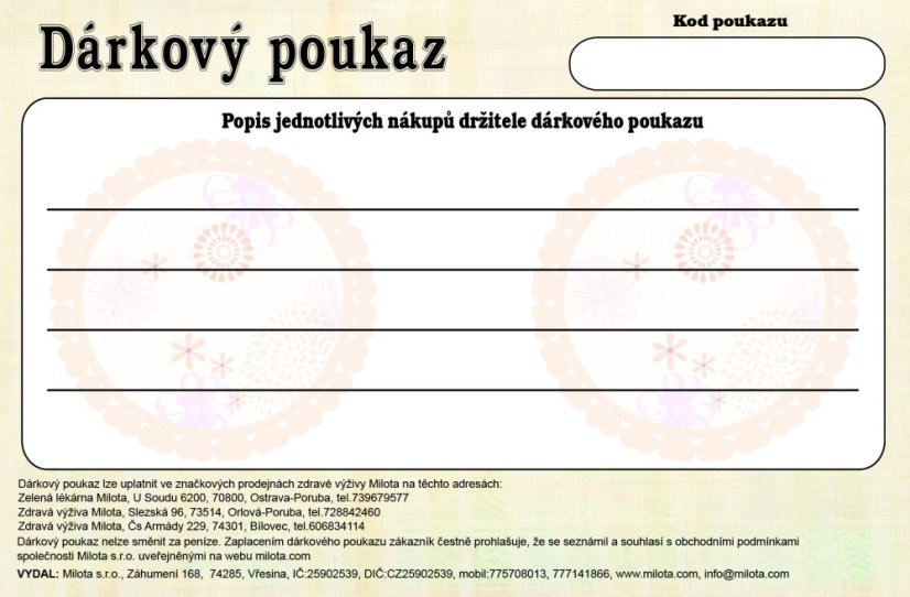 Dárkový poukaz Milota